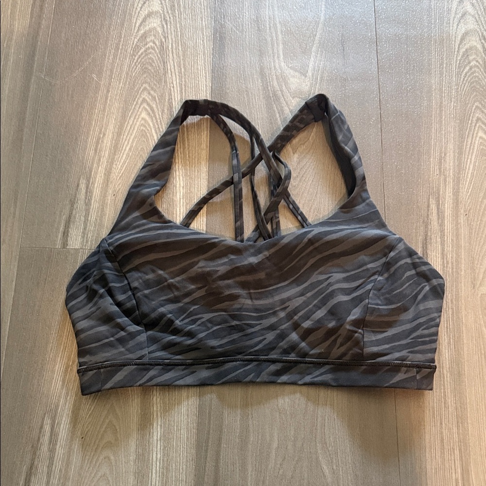 lululemon athletica Strappy Zebra-Print Sports Bra - Black/Gray
